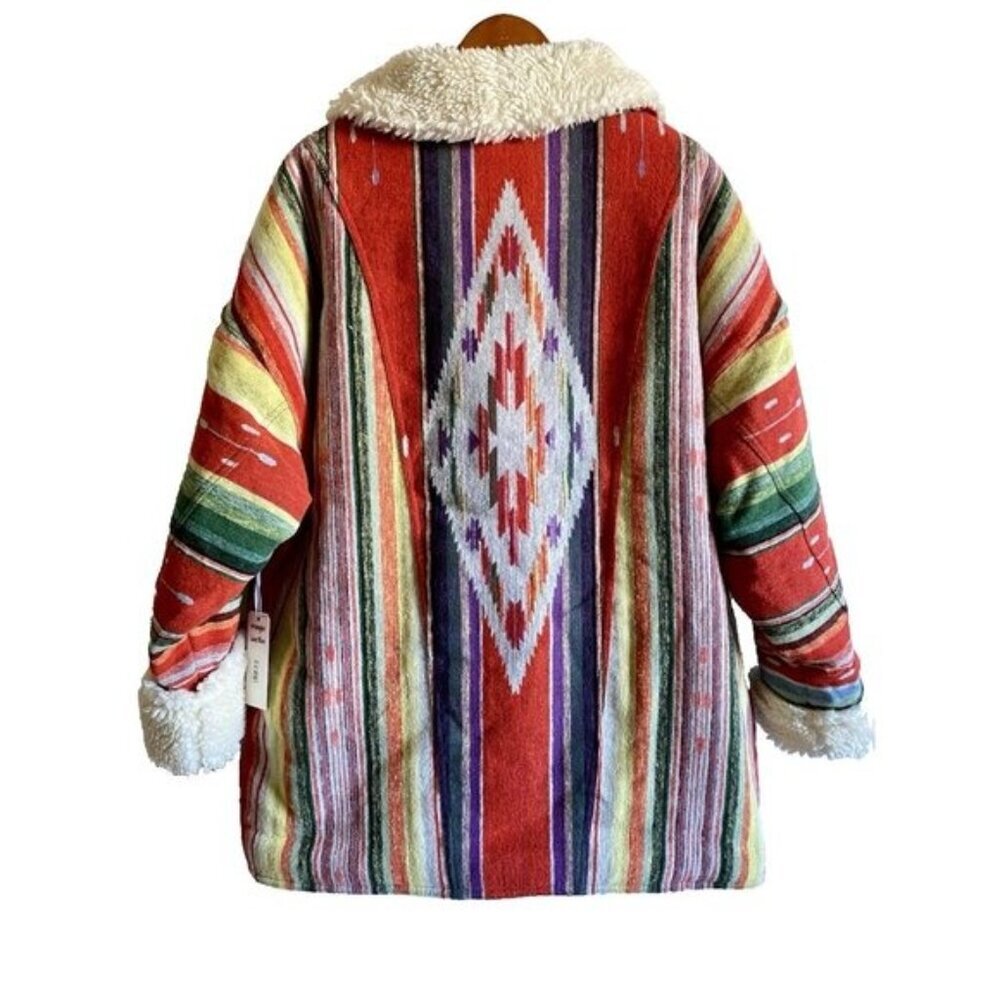 Wrangler + Lainey Wilson Sunburn Aztec Wool Coat Rodeo Ben Faux Sherpa sz XL - Picture 2 of 10